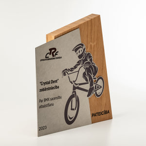 Wood- metal cycling trophy