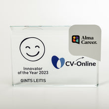 Load image into Gallery viewer, Bespoke free standing glass block trophy