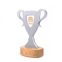 Load image into Gallery viewer, Bespoke_Cup_trophy_aluminium_wood trophy_personalised engravings_Awards and Medal Studio
