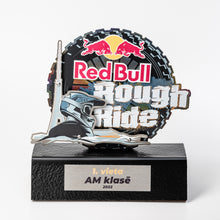 Load image into Gallery viewer, Bespoke red Bull trophy. Trophy with colourful print. Custom design trophy.