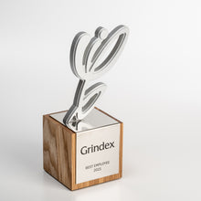 Load image into Gallery viewer, personalised awards from oak, metal and stone mass. Custom design.