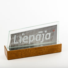 Load image into Gallery viewer, Custom glass metal award_wood base_full colour print_Awards and Medal Studio