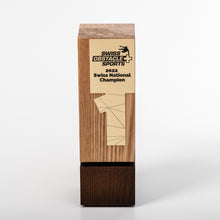 Load image into Gallery viewer, Custom design wood award with striking metal plate.