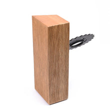 Load image into Gallery viewer, Custom wood block award_with embedded wheel gear_personalised engraving_Awards and Medal Studio_3
