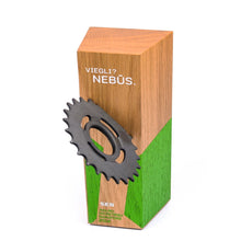 Load image into Gallery viewer, Custom wood block award_with embedded wheel gear_personalised engraving_Awards and Medal Studio_4