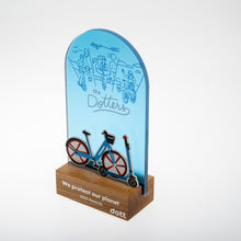 Load image into Gallery viewer, Oak wood and acrylic award with colourful print
