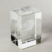 Load image into Gallery viewer, Clear optical glass award with 3D engraving inside the glass-3D file design