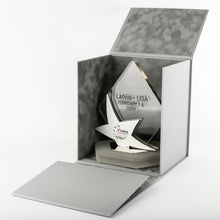 Load image into Gallery viewer, Special custom awards for the World Cup of Tennis_Acrylic_polished metal award with full colour print_Custom_gift_box_Awards and Medal Studio