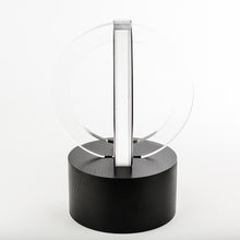 Load image into Gallery viewer, Custom acrylic and stainless steel trophy with printed details and a brushed stainless steel_Awards and Medal Studio 2