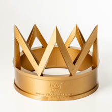 Load image into Gallery viewer, Gold crown-shaped trophy with 'Ninja of Champions Series'