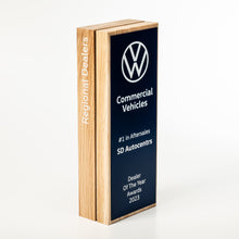 Load image into Gallery viewer, custom wood metal trophy with engravings