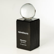 Load image into Gallery viewer, Custom made award for the travel industry with an elegant and symbolic design