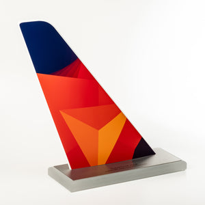 Custom airplane tail trophy with laser engraving.