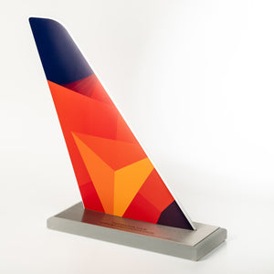 Cystom airpalne tail trophy with colourful flat bed print.