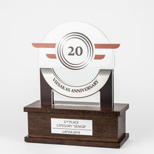 Load image into Gallery viewer, Bespoke glass metal acrylic wood trophy-Awards and medal studio 3