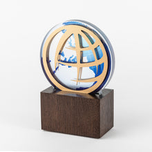 Load image into Gallery viewer, Bespoke gold plated aluminium acrylic wood trophy_Awards and medal studio 2
