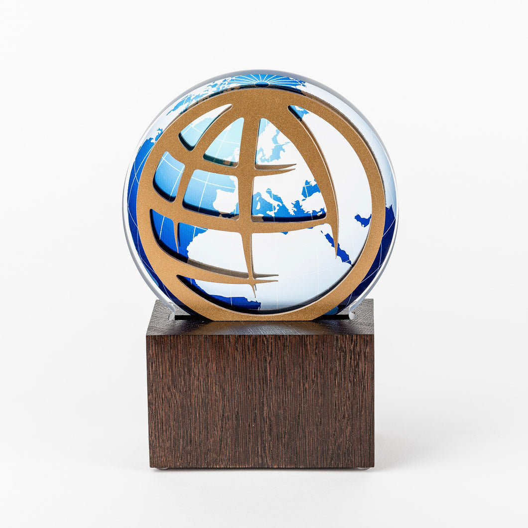 Bespoke gold plated aluminium acrylic wood trophy_Awards and medal studio