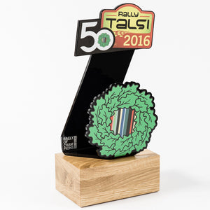 Custom Rally trophy black acrylic oak wood-Awards and medal studio 1