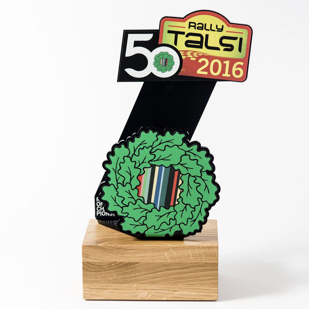 Custom Rally trophy black acrylic oak wood-Awards and medal studio 2