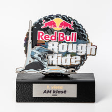Load image into Gallery viewer, Bespoke red Bull trophy. Trophy with colourful print. Custom design trophy. 
