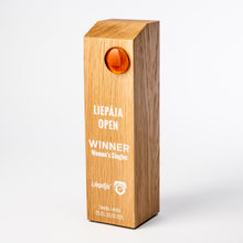 Load image into Gallery viewer, Stunning wood square award with Glass nugget