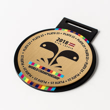 Load image into Gallery viewer, Custom Gold metal medal with full colour print_unique design_Awards and Medal Studio