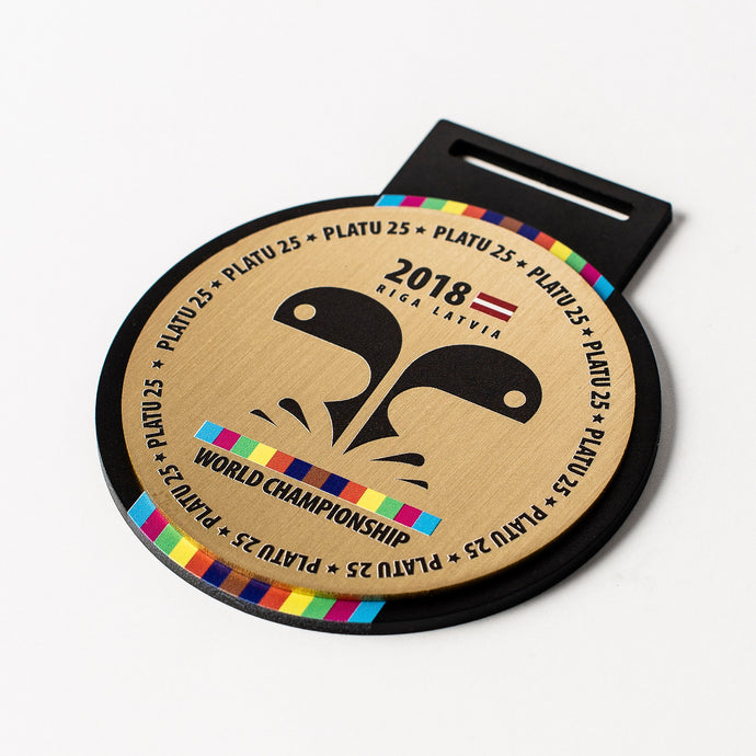 Custom Gold metal medal with full colour print_unique design_Awards and Medal Studio