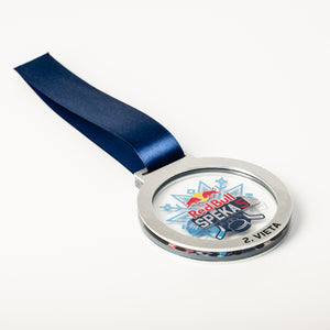Custom design metal- acrylic medals.