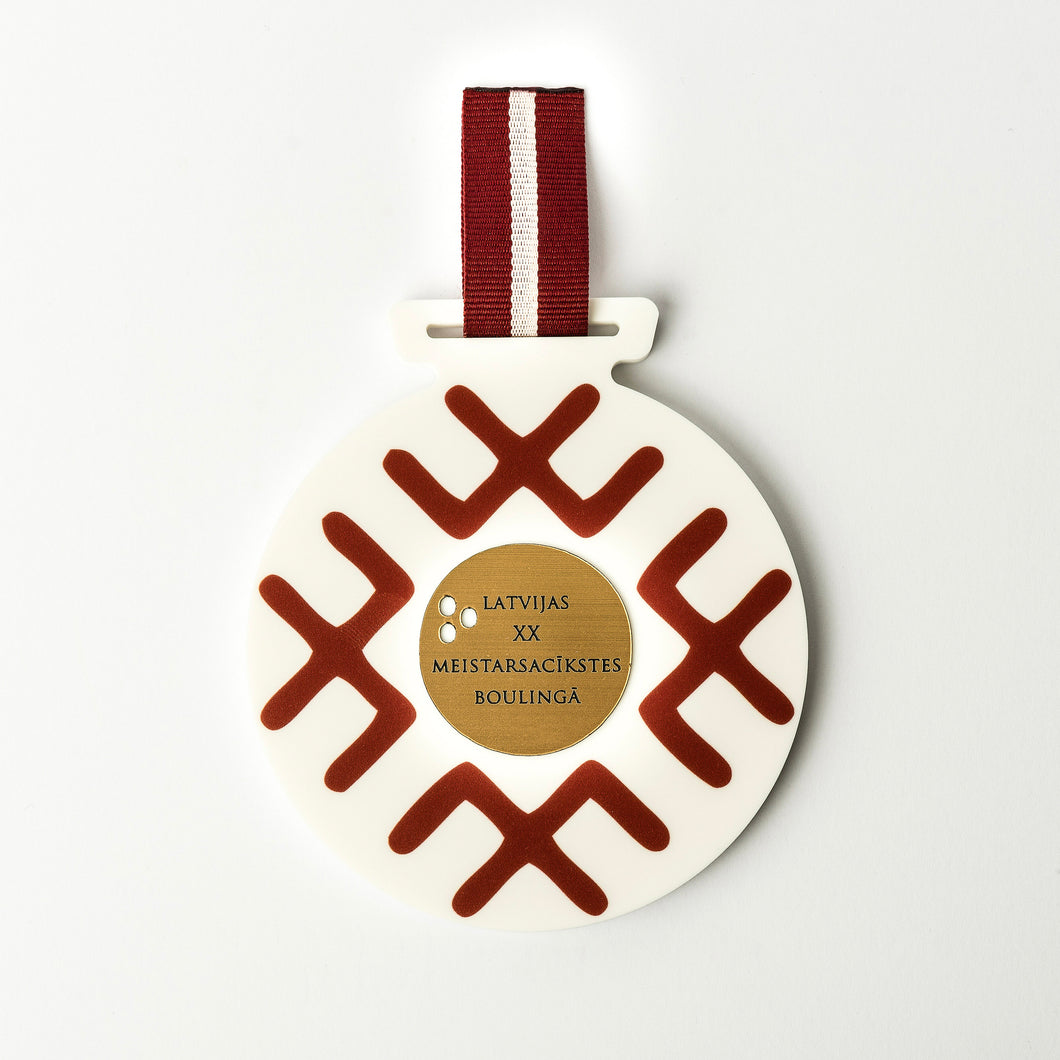 Custom bowling medal_Meganite surface_gold plated rowmark_personalised engravings_Awards and Medal Studio