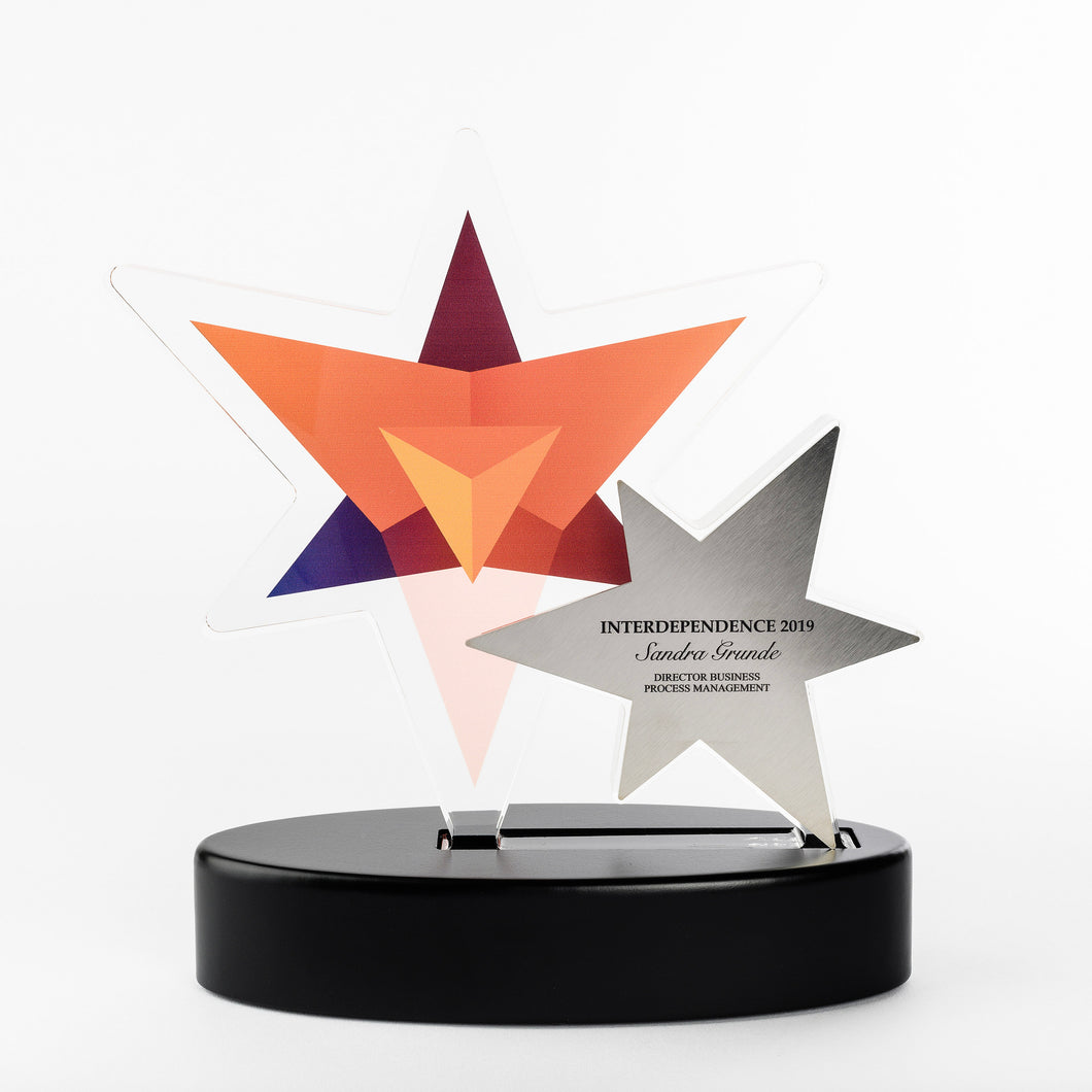 Custom acrylic star award full colour printing laser engraving