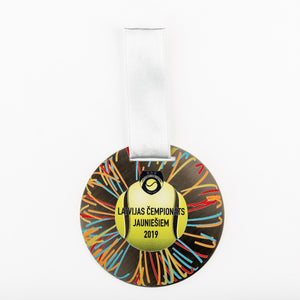 Custom design silver medal for tennis championship_full colour print_Awards and Medal Studio_1
