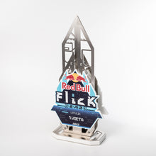 Load image into Gallery viewer, Custom metal trophy with colourful digital print.