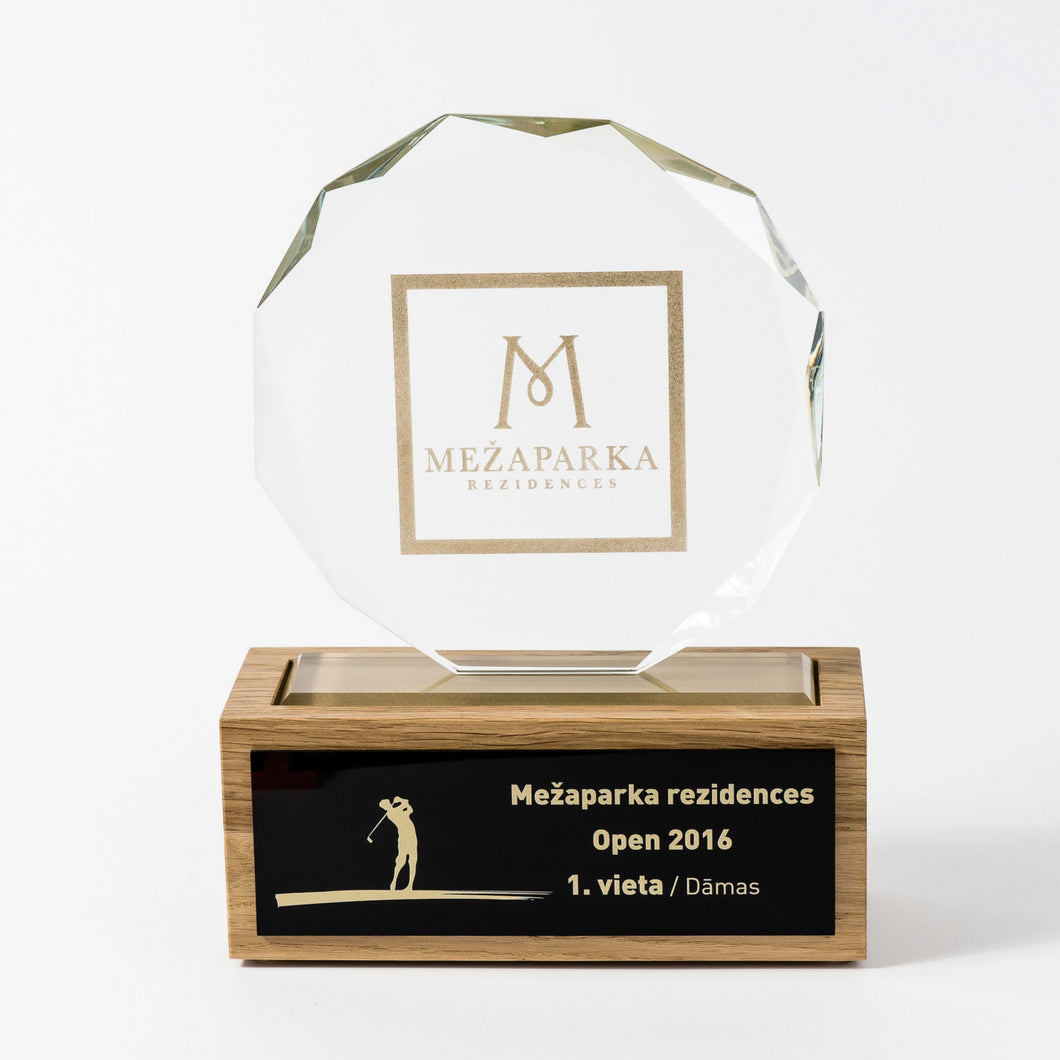 Custom glass award with gold_Awards and medal studio