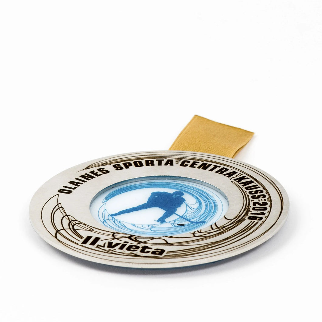 Custom hockey medal_silver metal_acrylic_combination_laser engraving_full colour print_Awards and Medal Studio