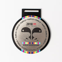 Load image into Gallery viewer, Custom Silver metal medal with full colour print_unique design_Awards and Medal Studio