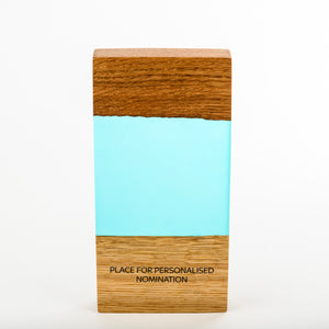 Custom hand crafted wood-resin art award with personalised engraving_Awards and Medal Studio 1