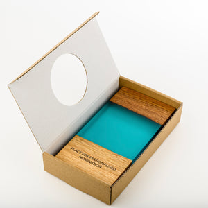 Custom wood-resin art award with personalised engraving_cardboard box_Awards and Medal Studio