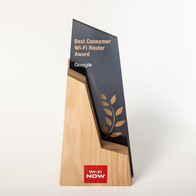 Custom acrylic- wood award with UV flatbed print. Custom Design.