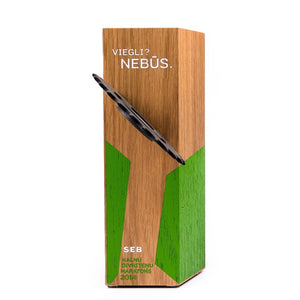 Custom wood block award_with embedded wheel gear_personalised engraving_Awards and Medal Studio_5
