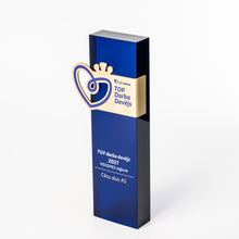 Load image into Gallery viewer, Custom design award produced from cast acrylic and brass.