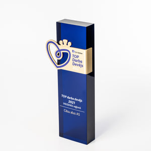 Custom design award produced from cast acrylic and brass.
