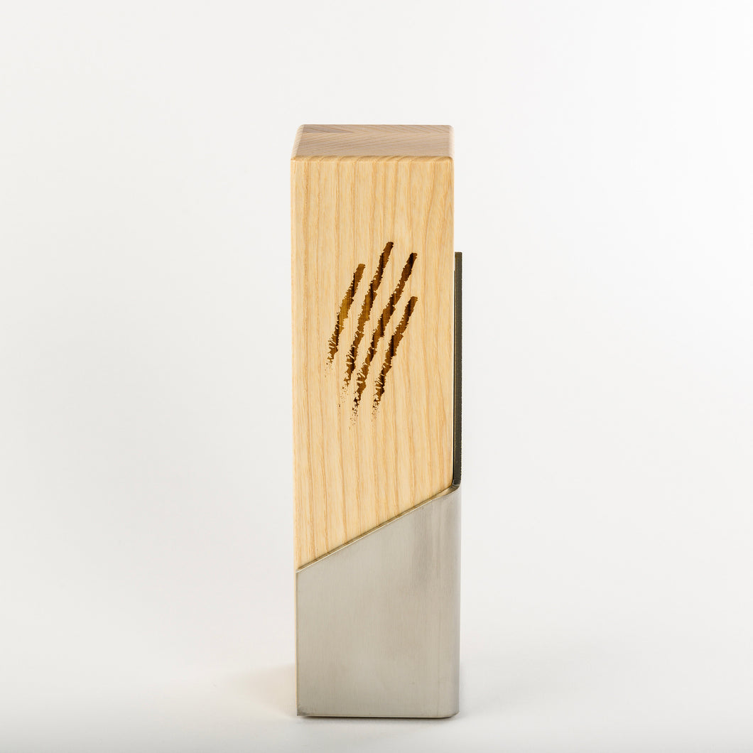 Custom communication award_stainless steel wood award with laser engraving and UV digital print_custom design_Awards and Medal Studio