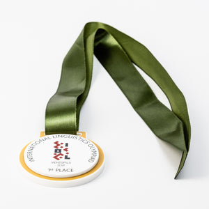 Modern material medal with colourful digital prints
