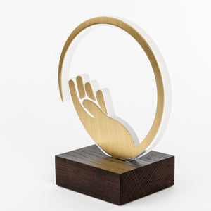 Custom design recognition award for Covid 19_acrylic_brass_wood custom trophy_Awards and Medal Studio_2
