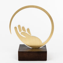 Load image into Gallery viewer, Custom design recognition award for Covid 19_acrylic_brass_wood custom trophy_Awards and Medal Studio