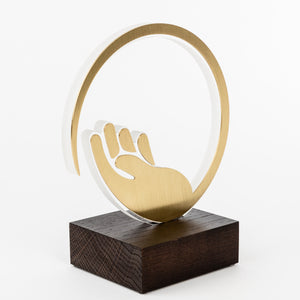 Custom design recognition award for Covid 19_acrylic_brass_wood custom trophy_Awards and Medal Studio_1