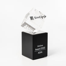 Load image into Gallery viewer, Custom glass cube tropy. Custom classic design award.