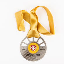 Load image into Gallery viewer, Custom gold metal medal with custom print design