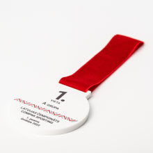Load image into Gallery viewer, Custom medal with personalised nomination print.