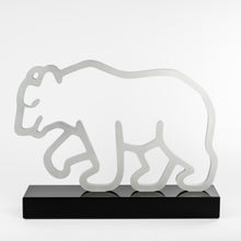 Load image into Gallery viewer, Satin aluminium trophy placed on a corian base